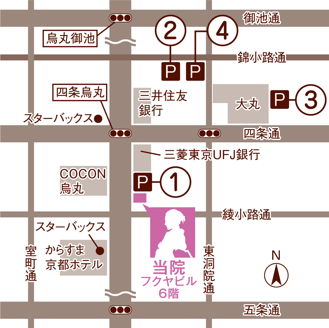 四条烏丸 松ヶ崎クリニック 駐車場地図